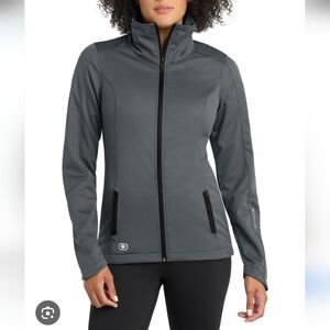 OGIO Endurance Crux Soft Shell Gray Jacket Full Zip Water Resistant Reflective